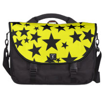Black and Yellow Random Star Design Laptop Commuter Bag