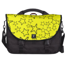 Black and Yellow Random Star Shapes Computer Bag