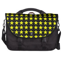 Black and Yellow Repeating Stars Pattern Laptop Bag