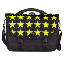 Black and Yellow Simple Stars Pattern Laptop Bags