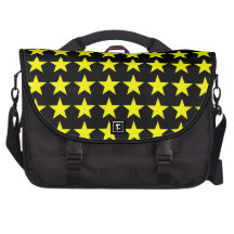 Black and Yellow Solid Stars Pattern Commuter Bag