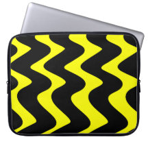 Black and Yellow Wavy Lines Laptop Computer Sleeves