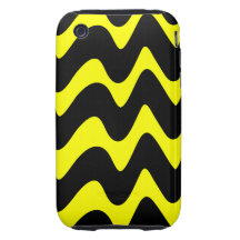 Black and Yellow Wavy Lines Tough iPhone 3 Cases