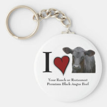 Black Angus Beef  - I love heart design Key Chains