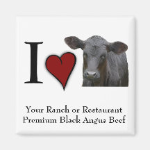 Black Angus Beef  - I love heart design Magnets