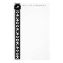 Black Arabesque Monogram Stationery