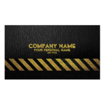 Black Asphalt Construction Build  Hazard Stripe Business Card Templates