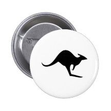 black australian kangaroo - australia pinback button