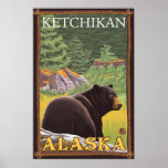 Black Bear in Forest - Ketchikan, Alaska Poster