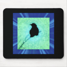 Black Bird Blue Box Mousepad
