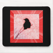 Black Bird in a Red Box Mouse Pad