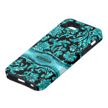 Black & Blue Metallic Floral Damasks-Customised