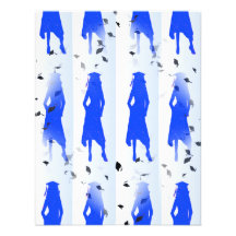 Black & Blue Swirl Grad Silhouettes Party Invite