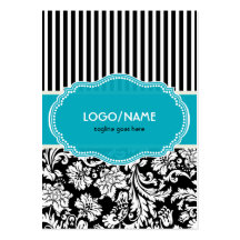 Black Blue & White Floral Damasks 2-Customised Business Card Templates