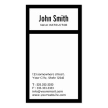 Black Border Swim Instructor Business Card