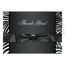 Black Bow Tie Zebra Thank You Cards