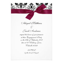 Black Burgundy Ribbon Engagement Party Invitation