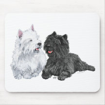 Black Cairn and West Highland Terriers Mousepad