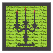 Black Candelabra Ghoulish Green Halloween Party Personalized Announcements
