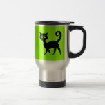 BLACK CARTOON CAT WALKING BIG EYES ADVENTUROUS mugs