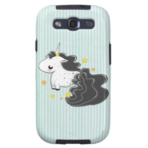 Black cartoon unicorn stars Samsung Galaxy Case