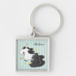 Black cartoon unicorn with stars keychain