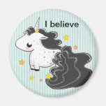Black cartoon unicorn with stars magnet