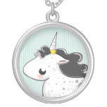 Black cartoon unicorn with stars Necklace necklaces