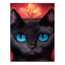 Black Cat Art  & Butterfly - Multi Post Cards