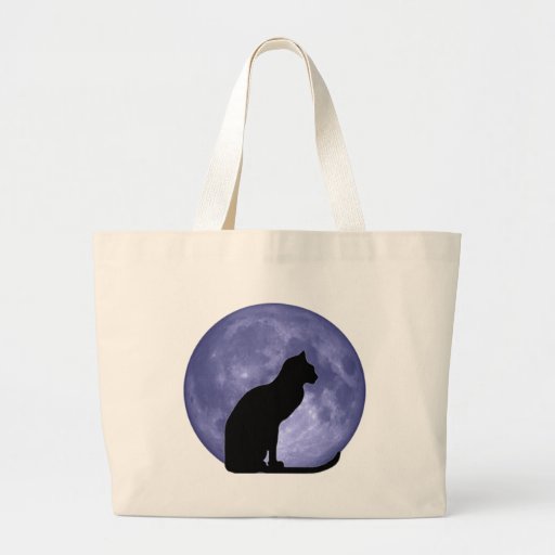 Black Cat, Blue Moon Tote Bags