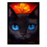 Black Cat Butterfly Painting Art - Multi Postcards
