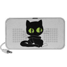 Black cat cartoon mini speakers