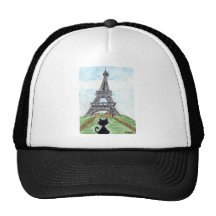 BLACK CAT EIFFEL TOWER TRUCKER HATS