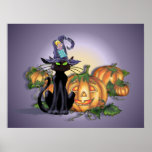 BLACK CAT, HAT & JACK by SHARON SHARPE Posters