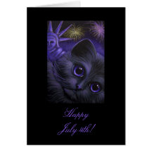 BLACK CAT JULY 4TH GREETING CARDS