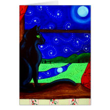 Black Cat Magical Night Card