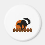 Black Cat On Fence Refrigerator Magnet