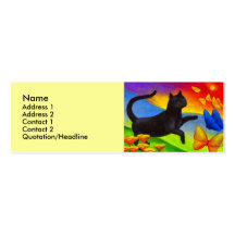Black Cat Painting Butterflies Art - Multi Business Card