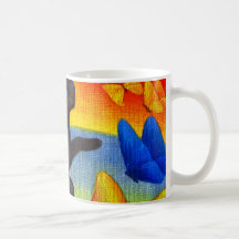 Black Cat Painting Butterflies Art - Multi Mugs