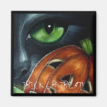 BLACK CAT TRICK OR TREAT Magnet