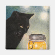 Black Cat w/ Fireflies Magnets