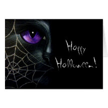 BLACK CAT & WEB HALLOWEEN Card