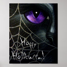 BLACK CAT & WEB HALLOWEEN Poster