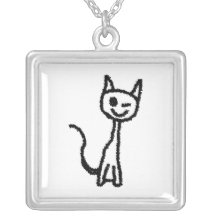 Black Cat, Winking. Custom Jewelry
