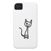 Black Cat, Winking. White background. iPhone 4 Covers