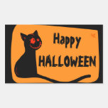 Black cat with red eyes Halloween sticker