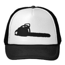 black chainsaw trucker hat