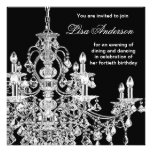 Black Chandelier Womans  40th Birthday Party Announcement