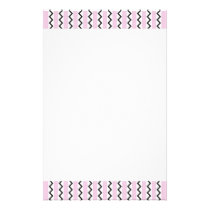 Black chevron zigzags and pale pink stripes stationery