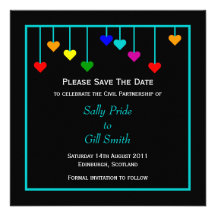 Black Civil Partnership Heart Save The Date Personalised Announcements